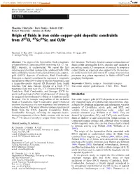 Origin of Fluids in Iron Oxide–Copper–Gold Deposits: Constraints 37 87 86 from Δ Cl, Sr/ Sri and Cl/Br