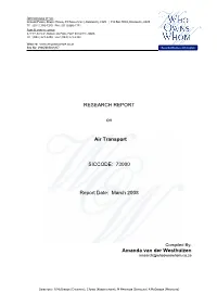 RESEARCH REPORT on Air Transport SICCODE: 73000 Report