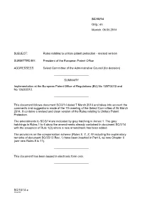 Rules Relating to Unitary Patent Protection - Revised Version