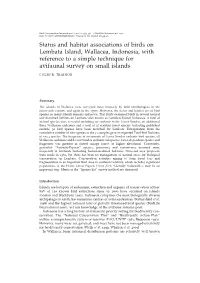 Status and Habitat Associations of Birds on Lembata Island, Wallacea, Indonesia, with Reference to a Simple Technique for Avifaunal Survey on Small Islands