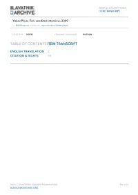Table of Contents Item Transcript