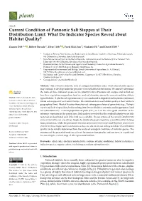 Current Condition of Pannonic Salt Steppes at Their Distribution Limit: What Do Indicator Species Reveal About Habitat Quality?