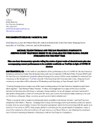 FOR IMMEDIATE RELEASE / MARCH 19, 2020 Click Here to Access The