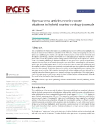 Open Access Articles Receive More Citations in Hybrid Marine Ecology Journals