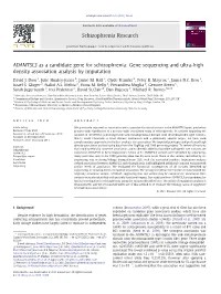 ADAMTSL3 As a Candidate Gene for Schizophrenia: Gene Sequencing and Ultra-High Density Association Analysis by Imputation