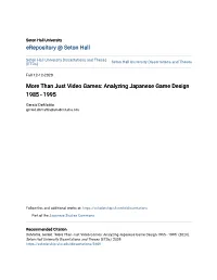 Analyzing Japanese Game Design 1985 - 1995