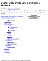 Digital Subscriber Lines and Cable Modems Digital Subscriber Lines and Cable Modems