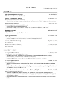 Felix Sieker CV