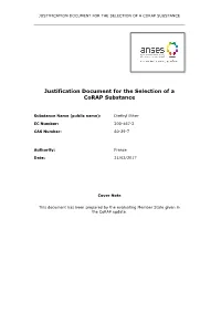 Justification Document for the Selection of a Corap Substance