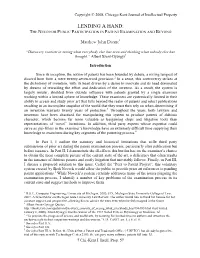 Lending a Hand: the Need for Public Participation in Patent Examination and Beyond