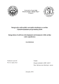 Integracija Softverskih Razvojnih Okruženja Sa On-Line Repozitorijumima Programskog Koda