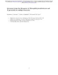 Inversions Shape the Divergence of Drosophila Pseudoobscura and D