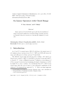 On Linear Operators with Closed Range 1 Introduction