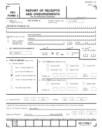 Report of Receipts and Disbursements
