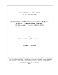 1996 Volcanic Activity in Alaska and Kamchatka: Summary of Events and Response of the Alaska Volcano Observatory