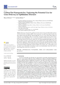 Carbon Dot Nanoparticles: Exploring the Potential Use for Gene Delivery in Ophthalmic Diseases