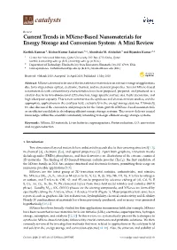 Current Trends in Mxene-Based Nanomaterials for Energy Storage and Conversion System: a Mini Review