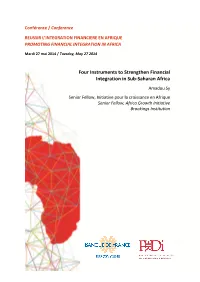 "Four Instruments to Strengthen Financial Integration in Sub