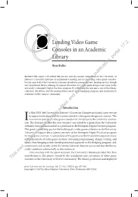 Lending Video Game Consoles in an Academic Library