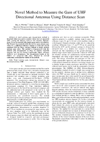Novel Method to Measure the Gain of UHF Directional Antennas Using Distance Scan