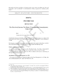 The Devolved Income Tax Rates (Consequential Amendments) Order 2018