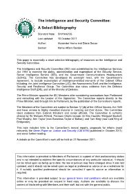 The Intelligence and Security Committee: a Select Bibliography