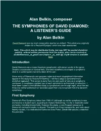DAVID DIAMOND: a LISTENER’S GUIDE by Alan Belkin