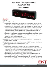 Electronic LED Digital Clock Model:CX-808 User Manual