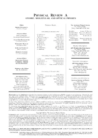 Physical Review a Atomic, Molecular, and Optical Physics