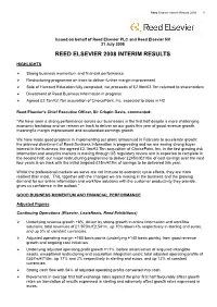 Reed Elsevier 2008 Interim Results