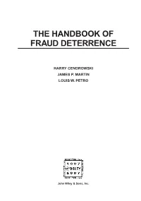 The Handbook of Fraud Deterrence