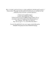 This Is an Author Produced Version of a Paper Published in the European Journal of Neuroscience
