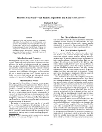 How Do You Know Your Search Algorithm and Code Are Correct?