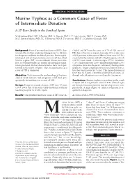 Murine Typhus As a Common Cause of Fever of Intermediate Duration a 17-Year Study in the South of Spain