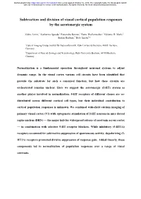 Subtraction and Division of Visual Cortical Population Responses by the Serotonergic System