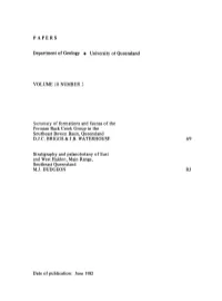 Department of Geology • University of Queensland VOLUME 10 NUMBER 2 Summary of Formations and Faunas of the Permian Back Creek
