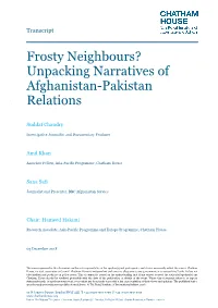 Frosty Neighbours? Unpacking Narratives of Afghanistan-Pakistan Relations