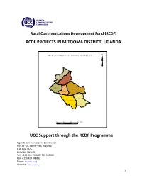 RCDF PROJECTS in MITOOMA DISTRICT, UGANDA UCC Support