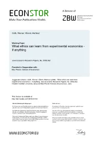 What Ethics Can Learn from Experimental Economics - If Anything