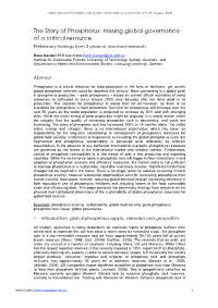Missing Global Governance of a Critical Resource Preliminary Findings from 2 Years of Doctoral Research