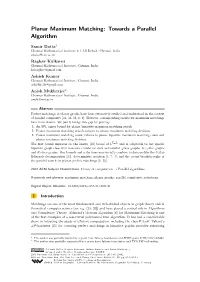 Planar Maximum Matching: Towards a Parallel Algorithm