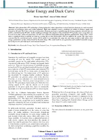 Solar Energy and Duck Curve