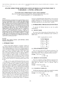 Static Structure Simplification of Boolean Function for 'N' Variables