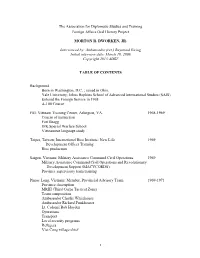 The Association for Diplomatic Studies and Training Foreign Affairs Oral History Project MORTON R. DWORKEN, JR. Interviewed