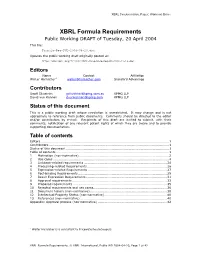XBRL Formula Requirements