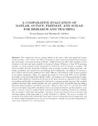 A Comparative Evaluation of Matlab, Octave, Freemat, and Scilab for Research and Teaching