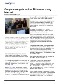 Google Exec Gets Look at Nkoreans Using Internet 8 January 2013, by Jean H