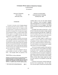 Languages Which Capture Complexity Classes (Preliminary Report)