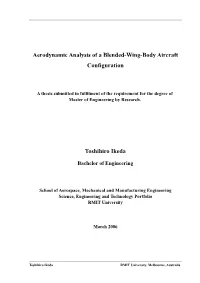 Aerodynamic Analysis of a Blended-Wing-Body Aircraft Configuration