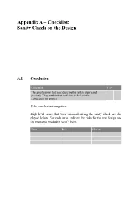Appendix a – Checklist: Sanity Check on the Design